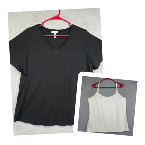 Jessica Simpson Top Lot of 2 Womens 2X Black Cream ANA Cami Tank Stretch Flowy - Picture 1 of 16